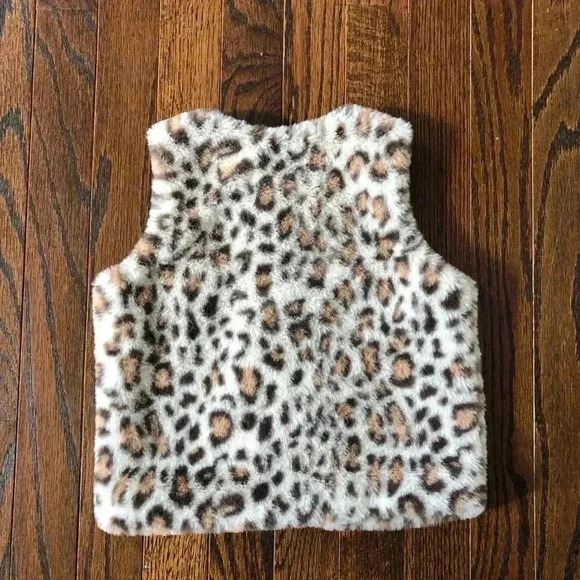 Mud Pie Girls 2T-3T Tan Leopard Faux Fur Vest - NWT!! - Picture 10 of 10